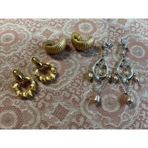 Lot Of 3 Pairs Of Monet Pierced Earrings